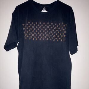 S.O.S. Men's L Black Cotton Stars Graphic Crew Neck Short Sleeve Tee